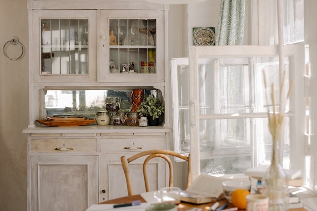 kitchen with window frames